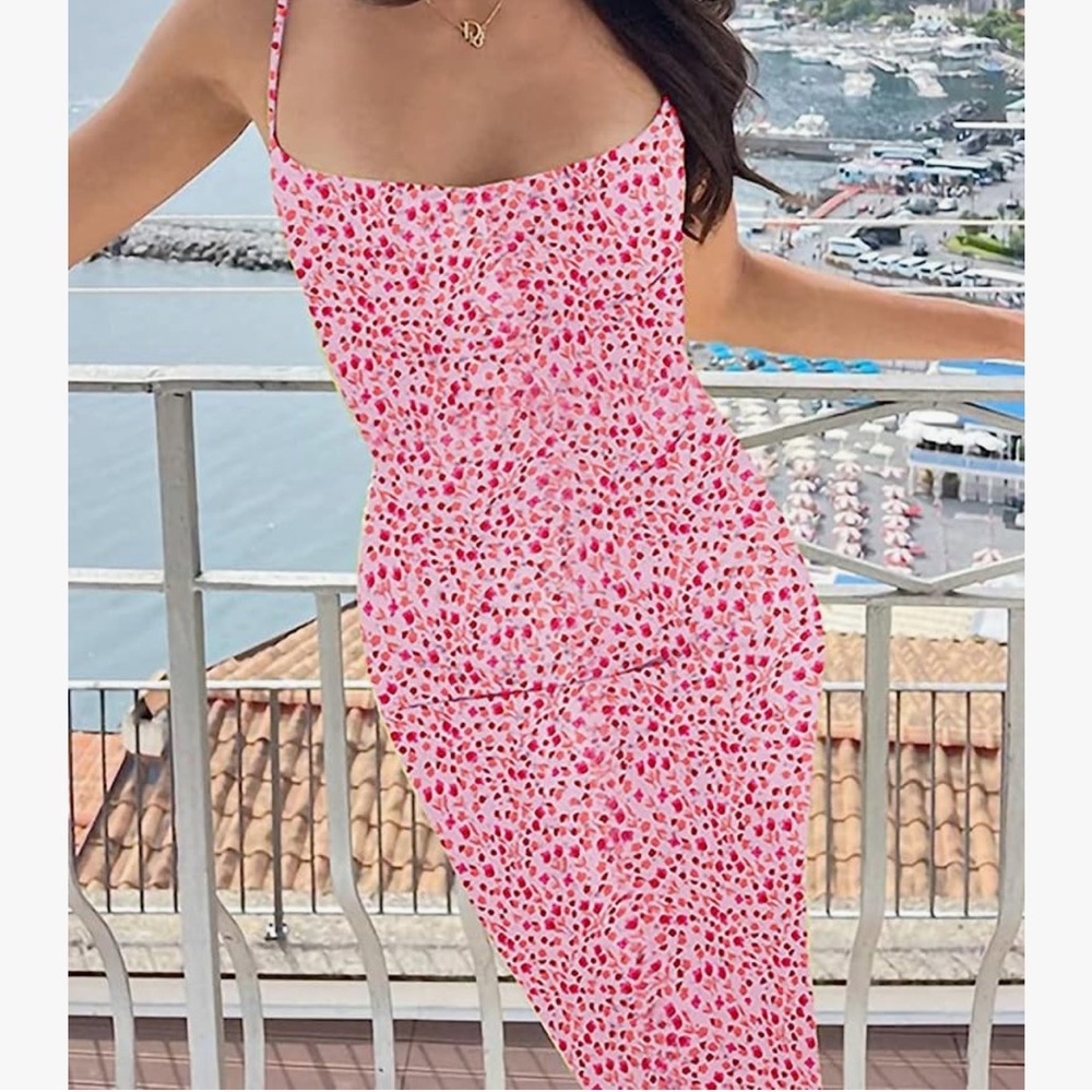 BACKLESS PINK MAXI SUNDRESS